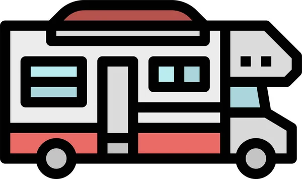 Camper Recreational Transport Icon Filled Outline Style — Stock Vector