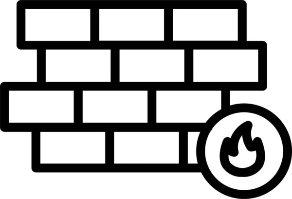 Firewall Icono Seguridad Contra Incendios Estilo Esquema — Vector de stock