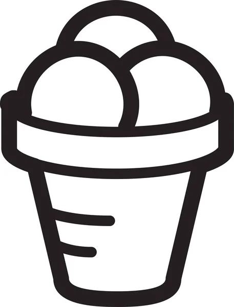 Icono Postre Crema Cono Estilo Esquema — Vector de stock