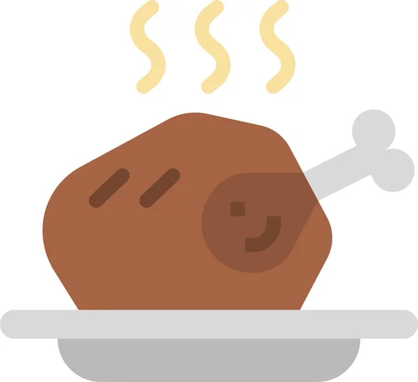 Icône Repas Poulet Frit Dans Style Plat — Image vectorielle