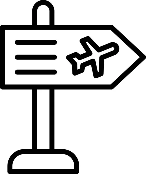 アウトラインスタイルの空港旅行標識アイコン — ストックベクタ