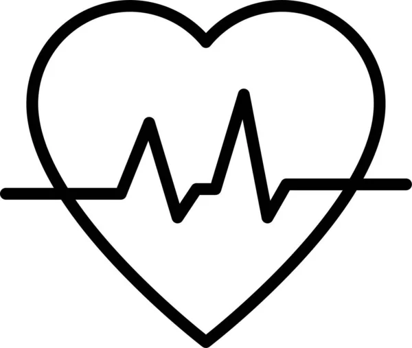 Hjärtats Kardiologi Pulsikon Kontur Stil — Stock vektor