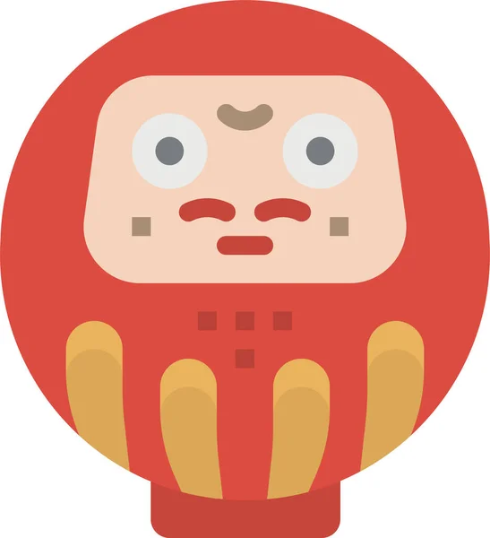 Culturas Daruma Fortuna Icono Estilo Plano — Vector de stock