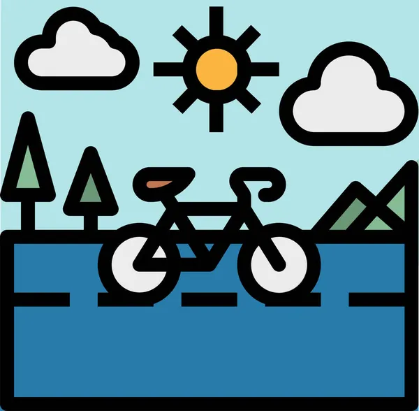 Vélo Vélo Icône Exercice Dans Style Contour Rempli — Image vectorielle