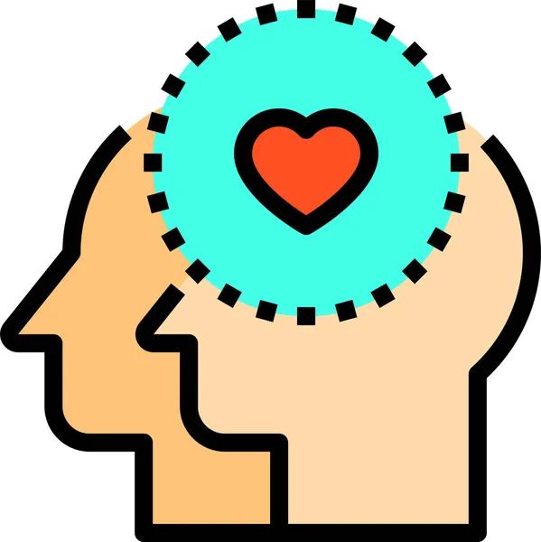 Beyin Çifti Baş Simgesi Tam Hatlı Biçimdename — Stok Vektör