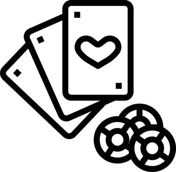 Icône Jeu Casino Carte Dans Style Contour — Image vectorielle