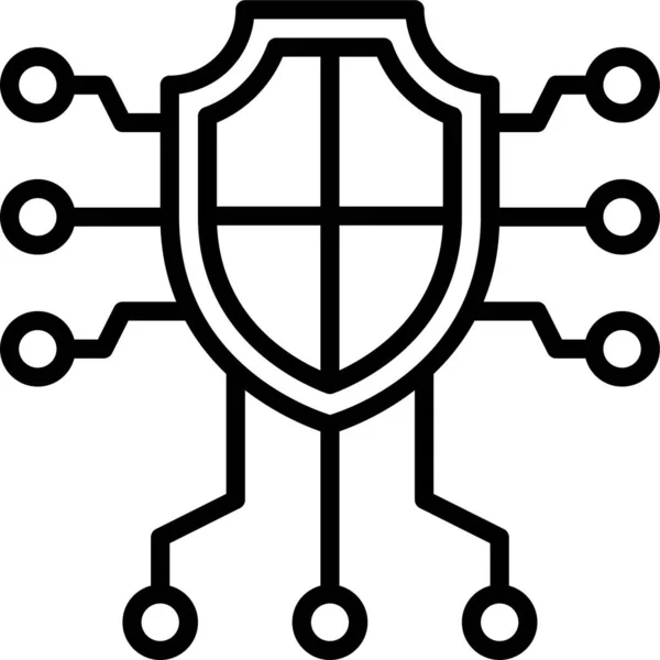 Sicherheitsverbindung Netzwerk Symbol Umriss Stil — Stockvektor