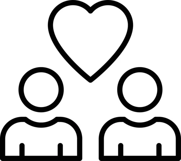 Heart Avatar People Icon Outline Style — Stock Vector