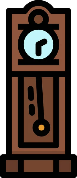 フルアウトラインスタイルのキャビネット時計の古いアイコン — ストックベクタ