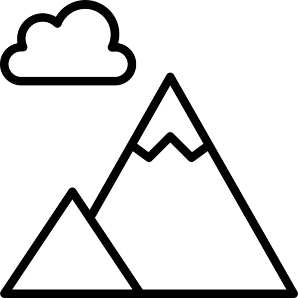 Ορεινή Φύση Σύννεφο Εικονίδιο Στυλ Περίγραμμα — Διανυσματικό Αρχείο