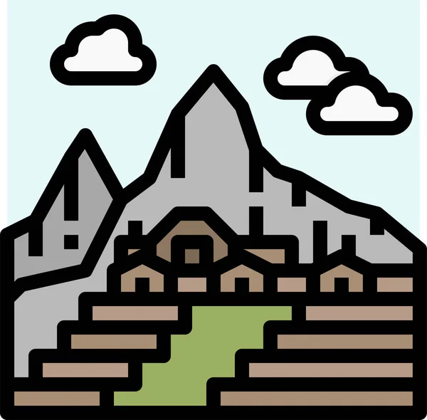 Architecture City Machu Icon Filled Outline Style — Stock Vector