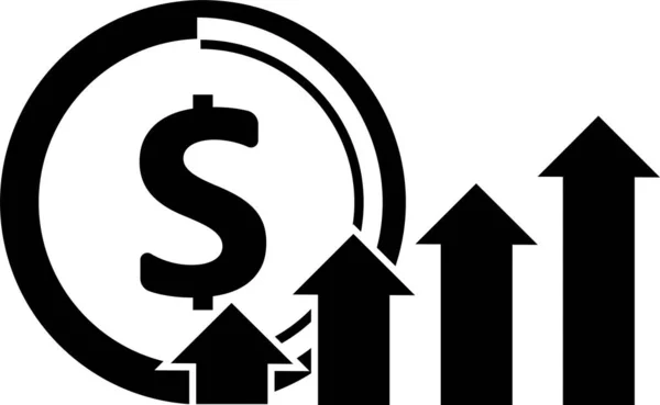 Icona Profitto Crescita Delle Monete Stile Solido — Vettoriale Stock