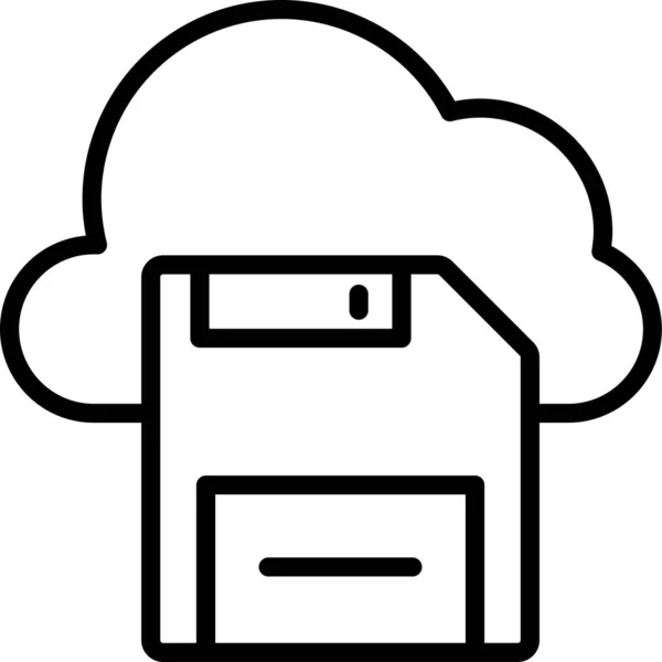 Cloud Floppy Disk Icon Outline Style — Stock Vector