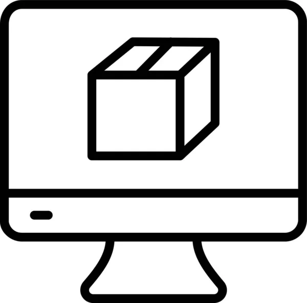 Computer Monitor Desktop Icon Outline Style — Stock Vector