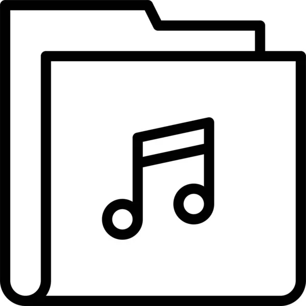 Icono Música Carpeta Entretenimiento Estilo Esquema — Archivo Imágenes Vectoriales