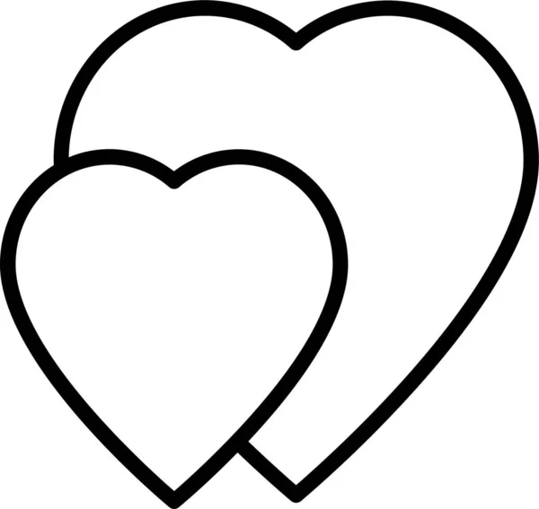 Herzform Liebe Ikone Umriss Stil — Stockvektor