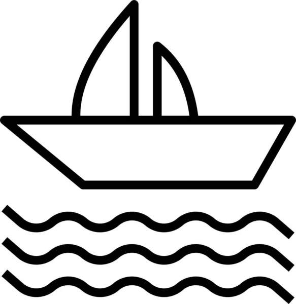 船帆轮渡图标 轮廓风格 — 图库矢量图片