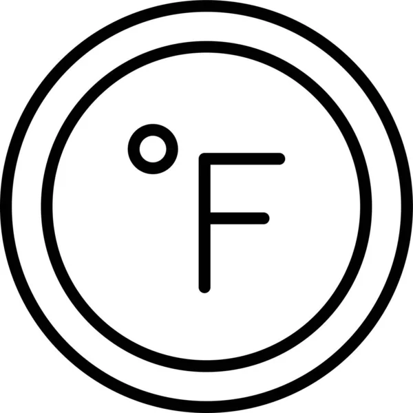 Fahrenheit Θερμοκρασία Εικονίδιο Καιρού Στυλ Περίγραμμα — Διανυσματικό Αρχείο