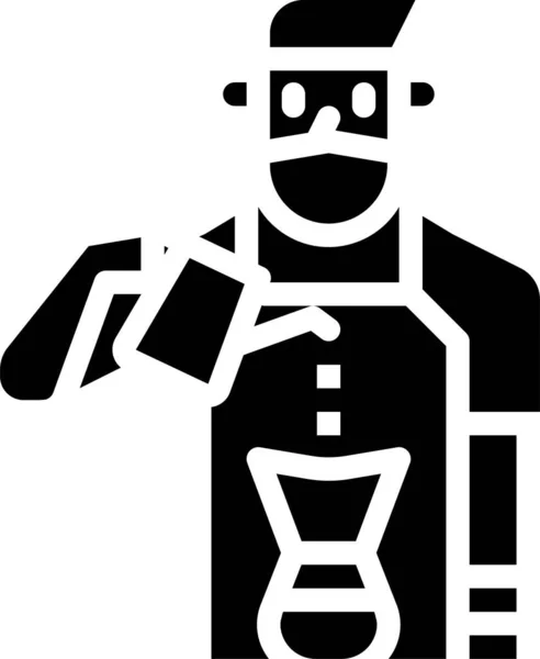 Barista Koffie Banen Pictogram Massieve Stijl — Stockvector