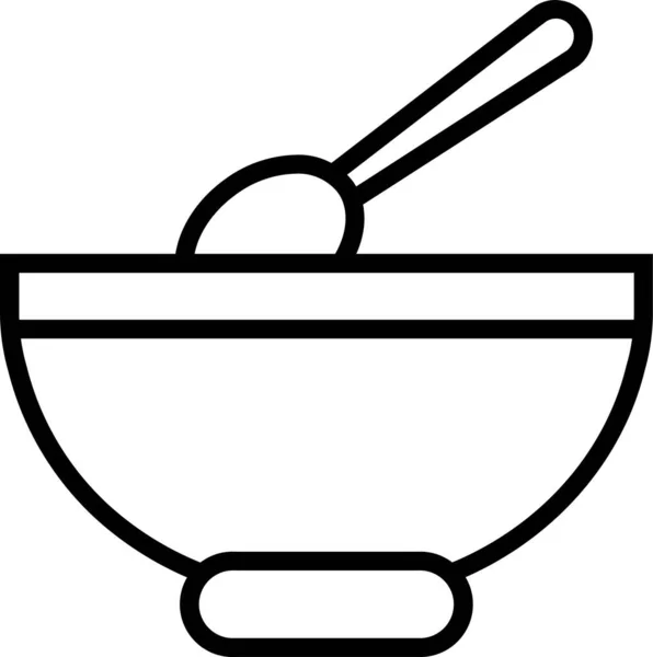 Cuchara Sopa Comida Icono Estilo Del Esquema — Archivo Imágenes Vectoriales