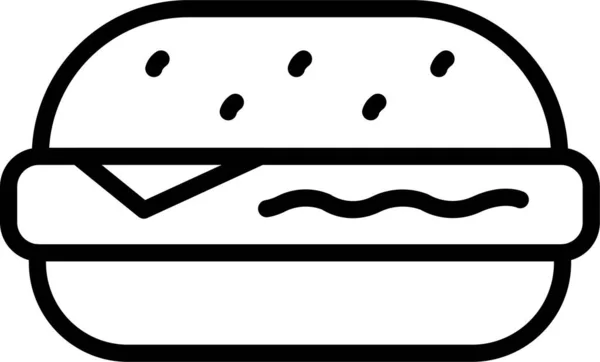 Hamburger Icône Malbouffe Dans Style Contour — Image vectorielle