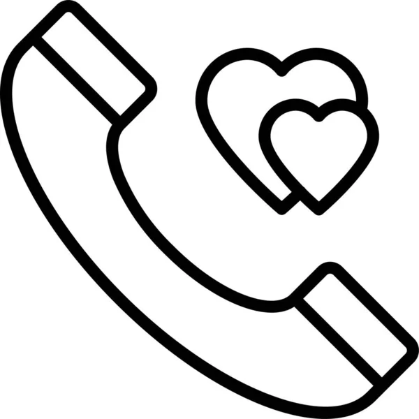Telefonsamtal Hjärtan Ikon Kontur Stil — Stock vektor