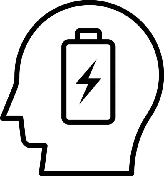 Head Person Battery Icon Outline Style — Stock Vector