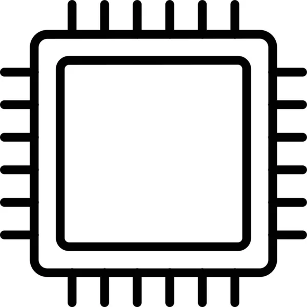 Chip Cpu Prozessor Symbol Umrissstil — Stockvektor