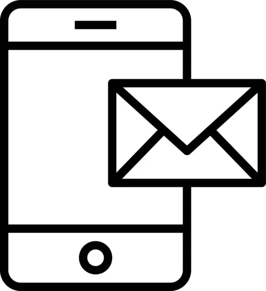 Mail Email Icône Mobile Dans Style Contour — Image vectorielle