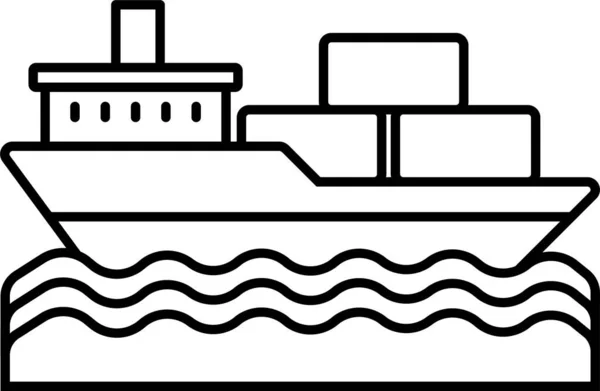 Frachtschiff Ikone Umriss Stil — Stockvektor