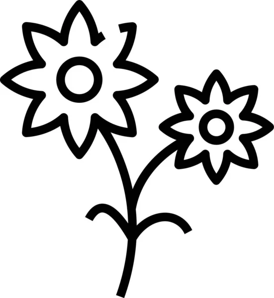 Fleur Nature Fleur Icône Dans Style Contour — Image vectorielle