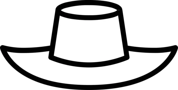 Chapeau Chapeau Tête Icône Dans Style Contour — Image vectorielle