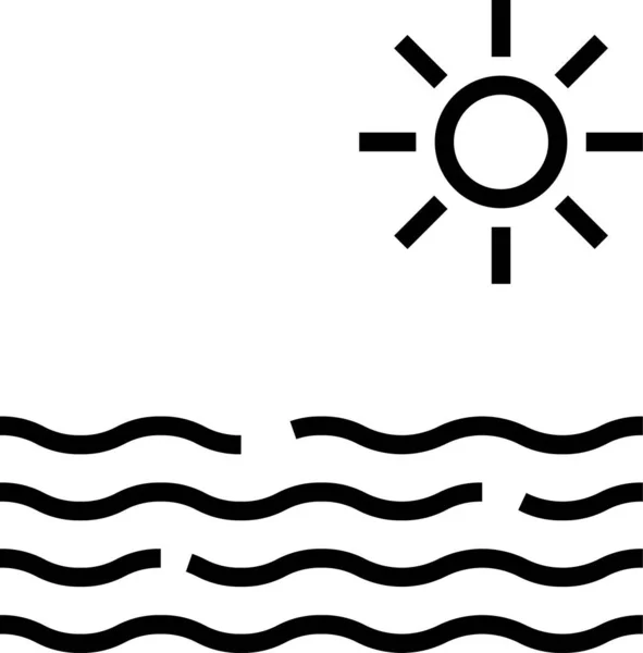 Ikona Wody Fali Morskiej Stylu Zarysu — Wektor stockowy