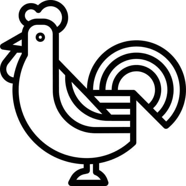 鸡纲要食品饮料图标的轮廓风格 — 图库矢量图片