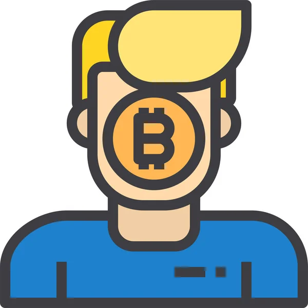 Bitcoin Criptomoneda Icono Dinero Estilo Esquema Lleno — Vector de stock