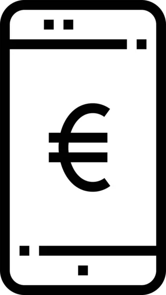 Conexión Euro Icono Móvil Estilo Esquema — Vector de stock