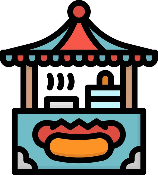 Comida Hotdog Restaurante Icono Estilo Contorno Lleno — Vector de stock