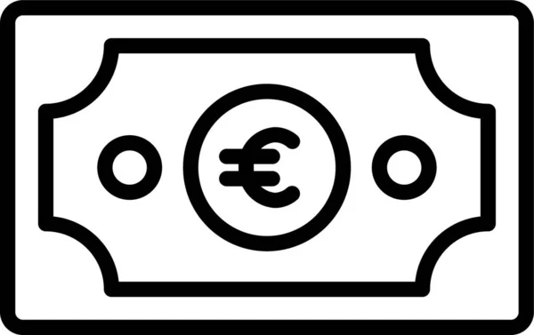 欧元钞票图标的轮廓风格 — 图库矢量图片