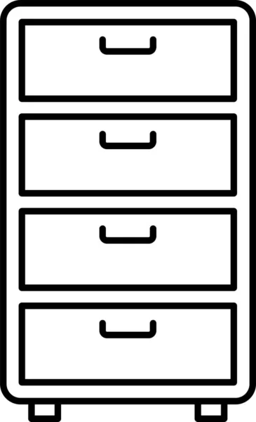 Schubladenmöbel Interieur Ikone Umriss Stil — Stockvektor