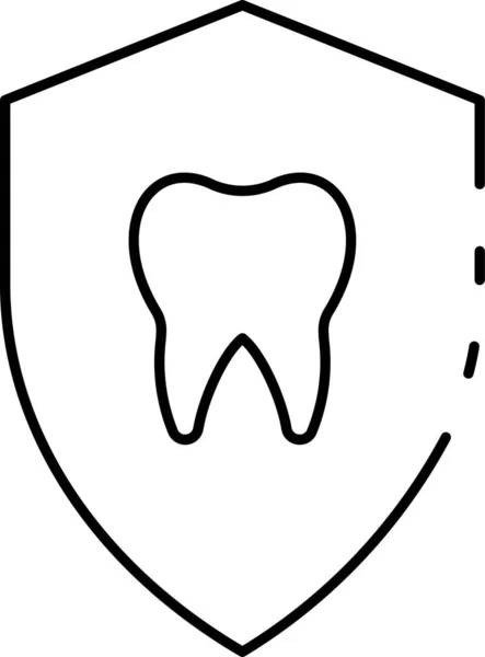 Verzekering Tanden Tandheelkundige Pictogram Omtrek Stijl — Stockvector