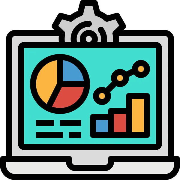 Zakelijke Grafiek Laptop Pictogram — Stockvector