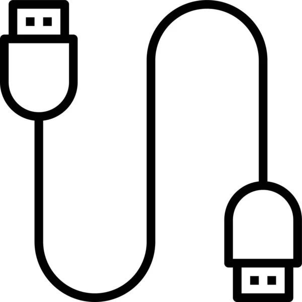 Usb Icono Conexión Cable Estilo Esquema — Vector de stock