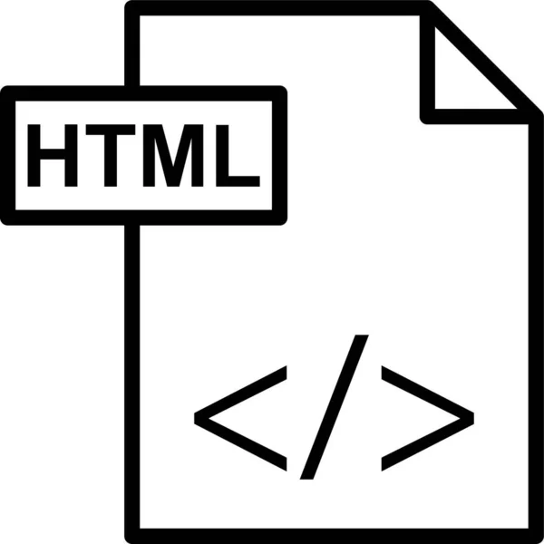 Icône Document Fichier Html Dans Style Contour — Image vectorielle