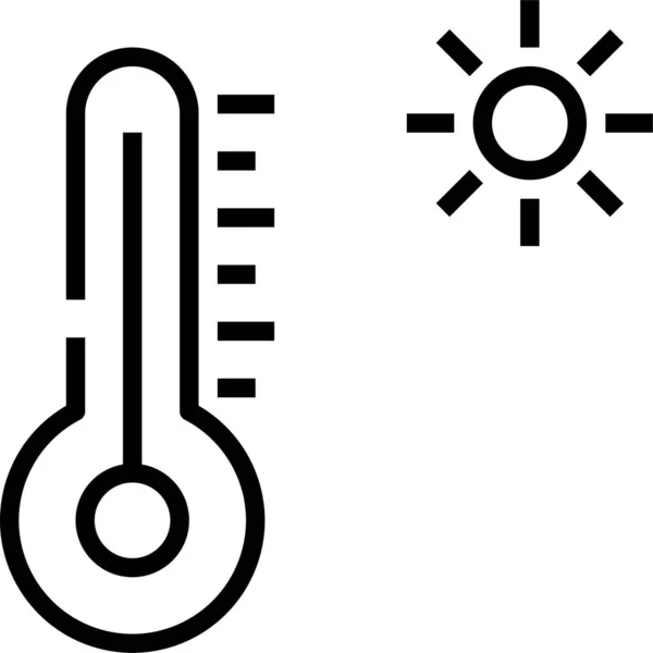 Thermometer Warm Weer Pictogram Omtrek Stijl — Stockvector