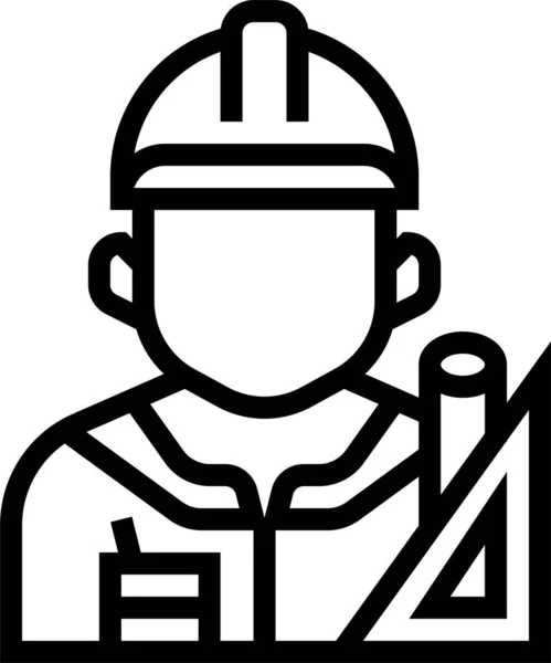 Architect Avatar Construction Icon Outline Style — Stock Vector