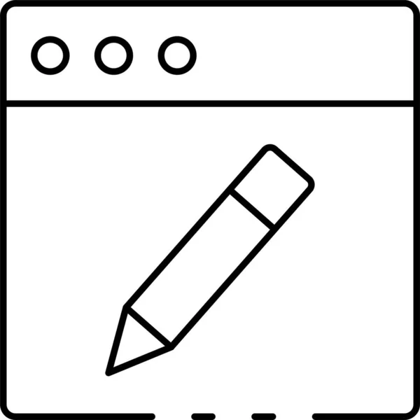 Web Browser Stift Symbol Umrissstil — Stockvektor