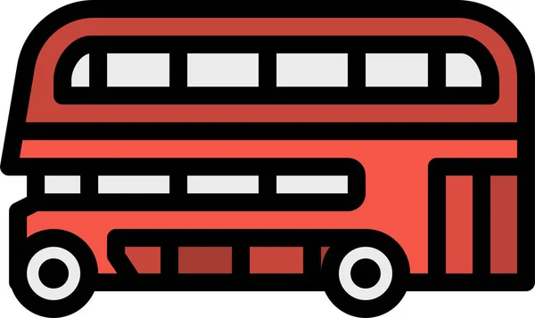 Bus Decker Icône Double Dans Style Contour Rempli — Image vectorielle