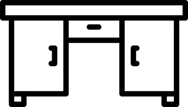 Icône Armoire Table Bureau Dans Style Contour — Image vectorielle