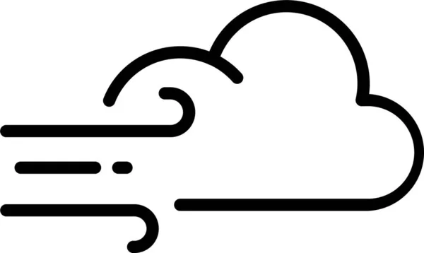Вітряна Погода Хмарна Іконка Контурному Стилі — стоковий вектор