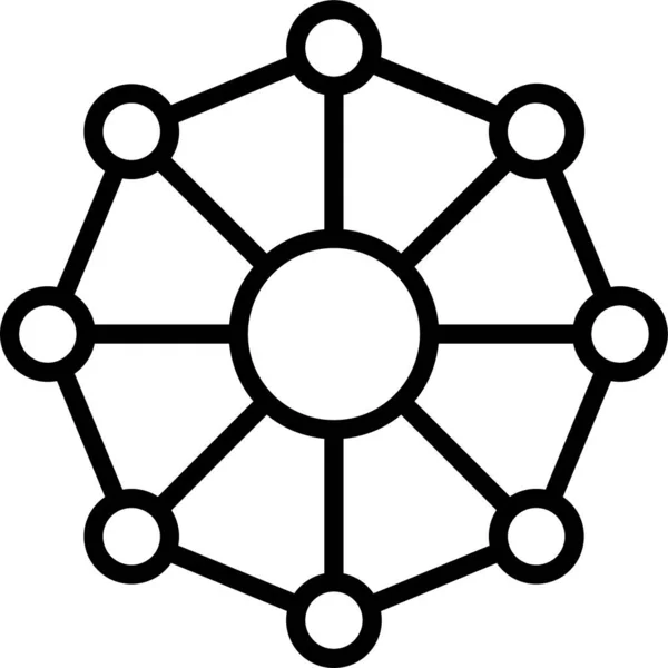Εικονίδιο Δικτύου Δομής Σύνδεσης Στυλ Περιγράμματος — Διανυσματικό Αρχείο